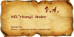 Várkonyi Andor névjegykártya